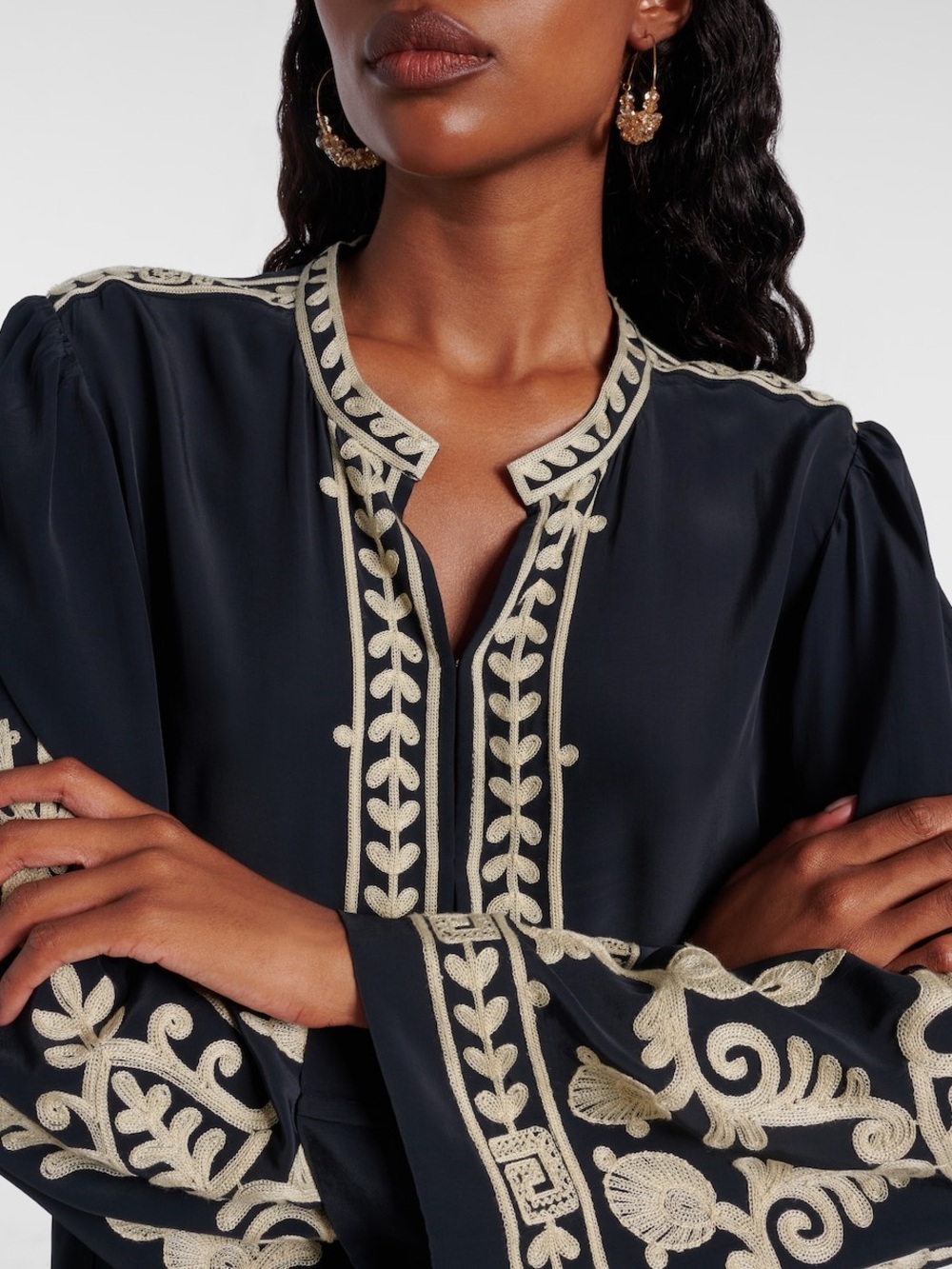 Isabel Marant Etoile Fadeli embroidered crepe tunic dress - Picture 3 of 12
